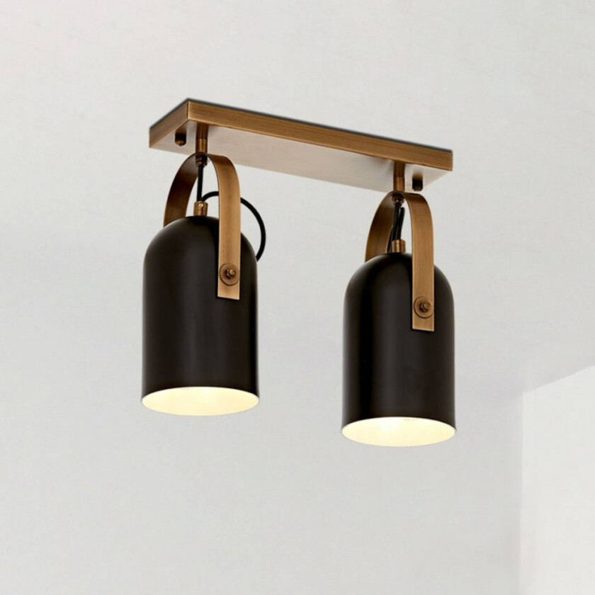 Esra taklampe, svart, lengde 32 cm, metall, 2 lyskilder