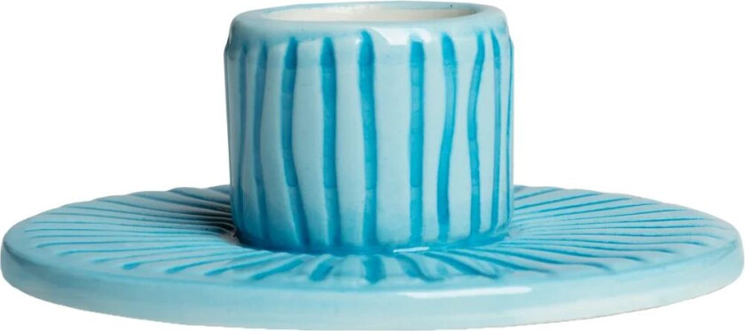 Stripes lysestake Ø 8 cm Turkis