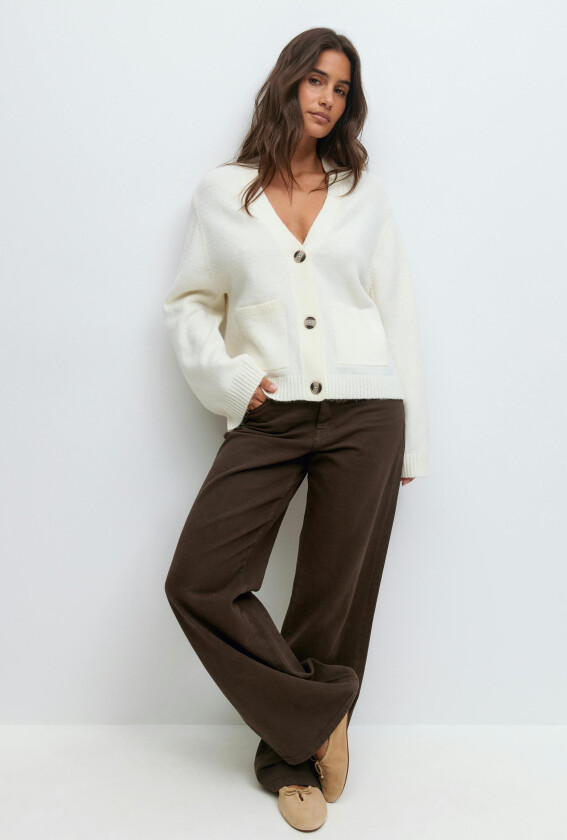 - Knitted pocket cardigan - Cardigans & strikkejakker - Hvit - L - Dame