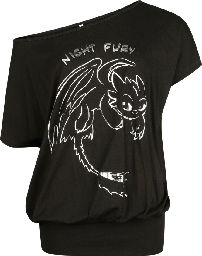 T-skjorte - Dragons - Night Fury - S til 3XL - Damer - svart