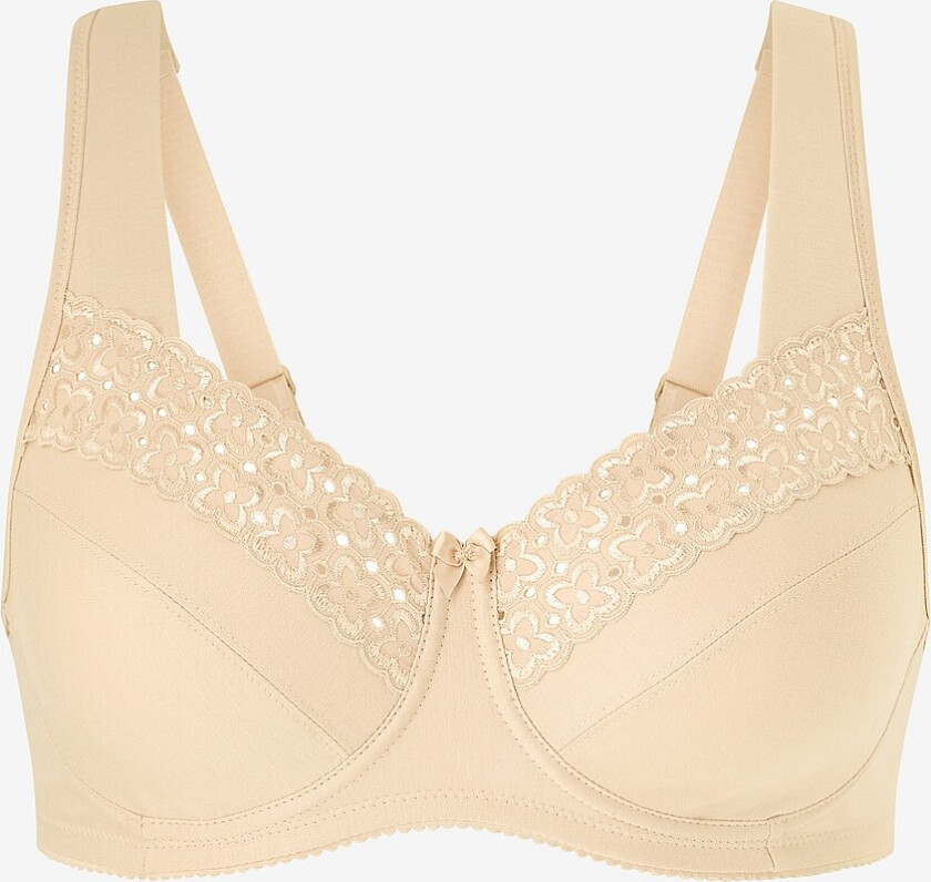 Spile-BH Broderie Anglaise Classic Cotton Wired Bra - Beige