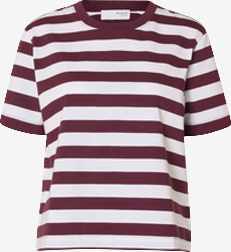 Topp slfEssential SS Striped Boxy Tee - Rød