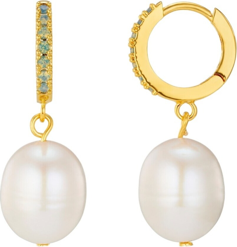 Pearl Drop & Pacific Opal Hoop Earring