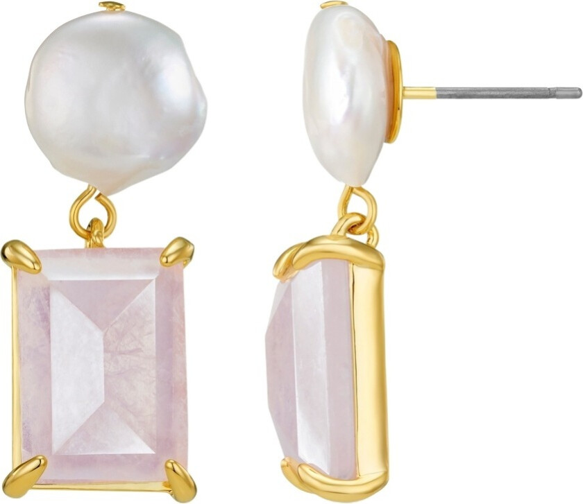 Pearl & Rose Quartz Drop Earring
