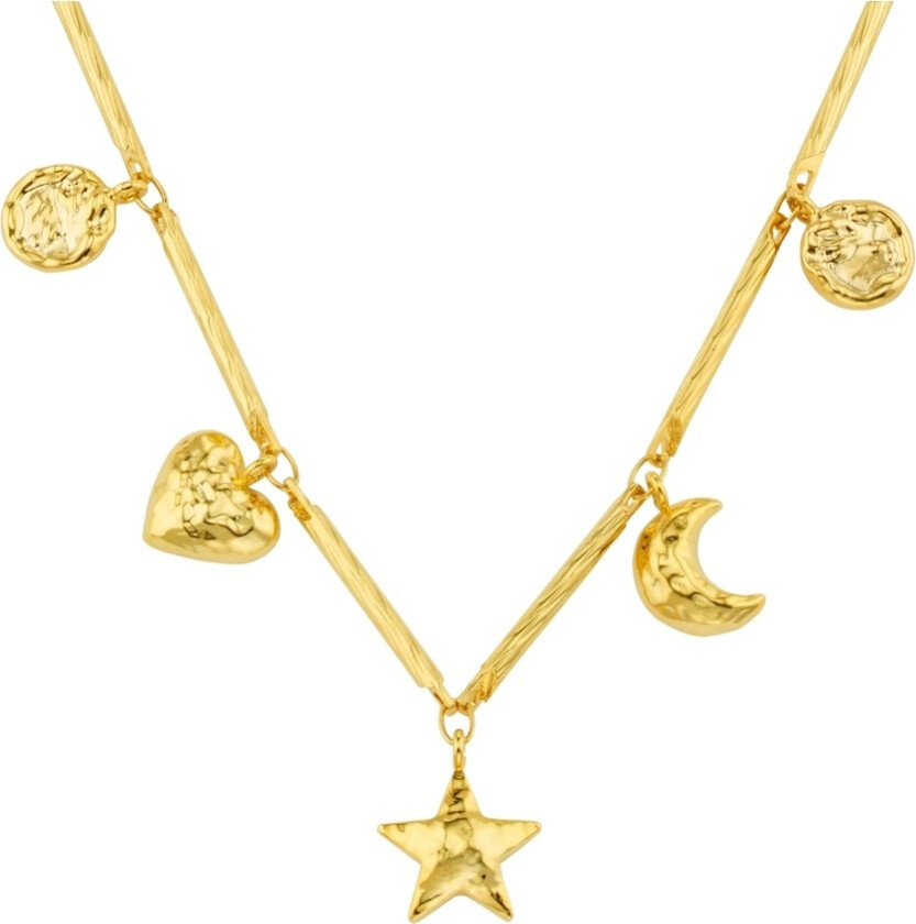 Bar Link & Molten Charm Necklace