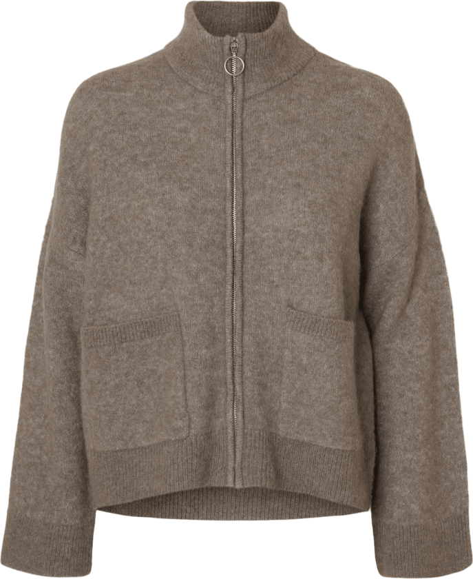 Selected Femme Sia Ras Knit Zipper Cardigan - Steel Gray - M