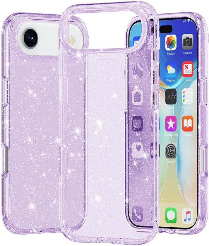 iPhone 17 Air Hybrid Plast Deksel - Lilla Glitter