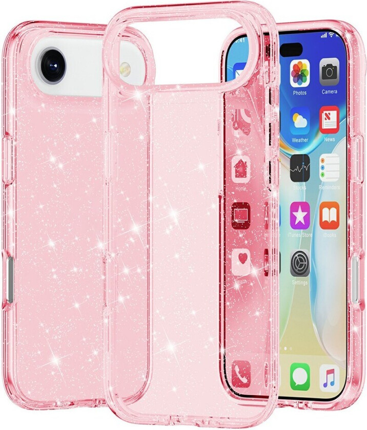 iPhone 17 Air Hybrid Plast Deksel - Rosa Glitter