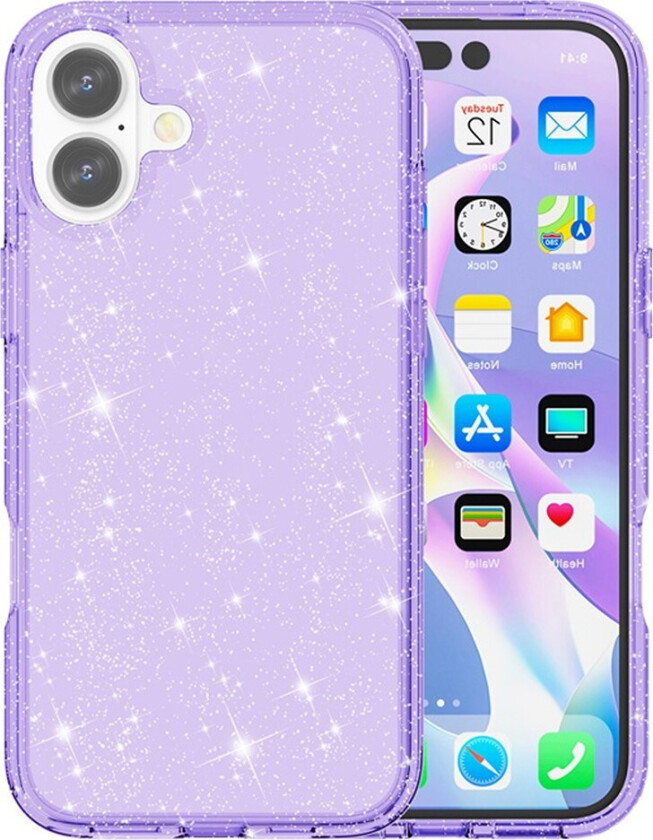 iPhone 17 Hybrid Plast Deksel - Lilla Glitter