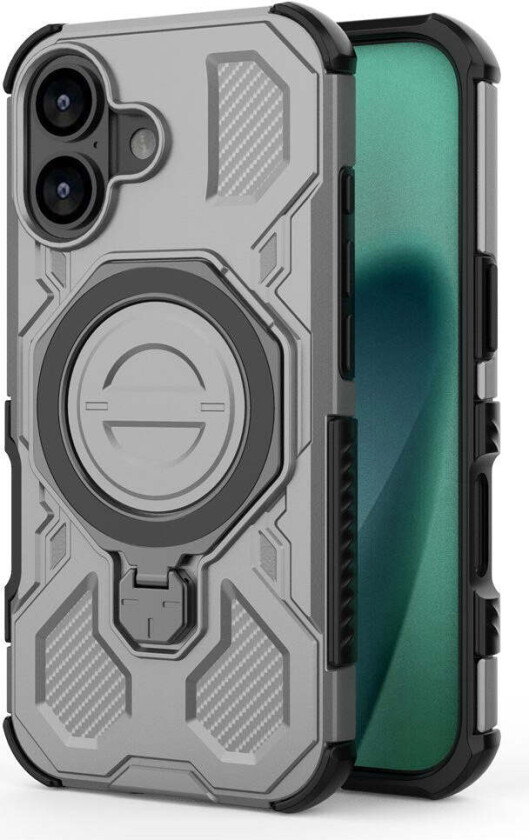 iPhone 17 Håndverkerdeksel med Magnetisk Kickstand – MagSafe Kompatibel – Grå