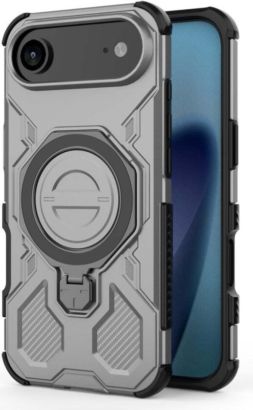 iPhone 17 Air Håndverkerdeksel med Magnetisk Kickstand – MagSafe Kompatibel – Grå