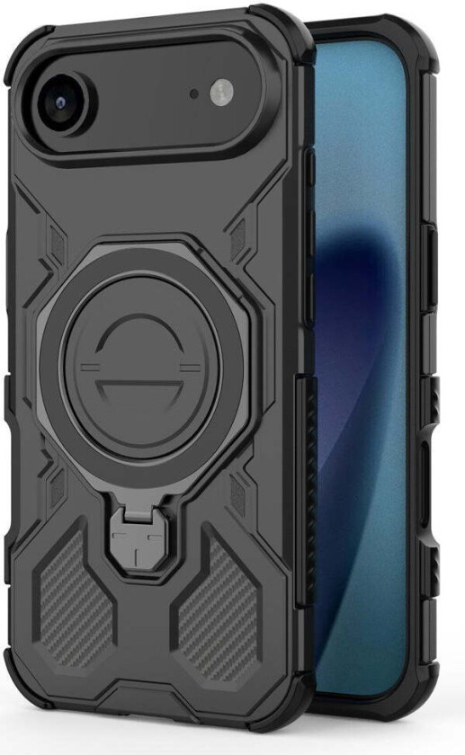 iPhone 17 Air Håndverkerdeksel med Magnetisk Kickstand – MagSafe Kompatibel – Svart