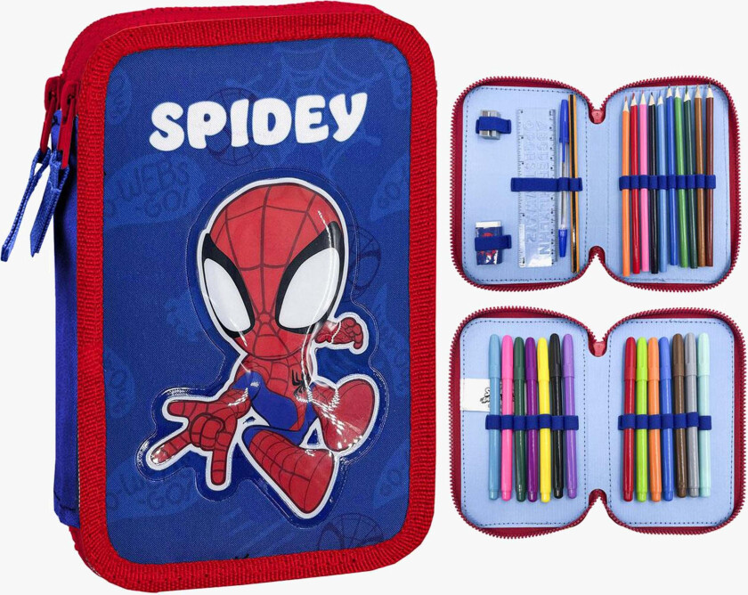 Dobbeltpennal, Blå/Rød - Pennal - Polyester