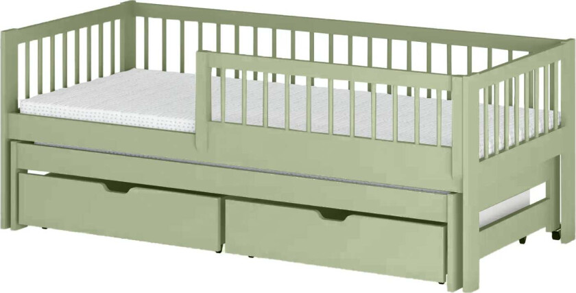 SOFTI Seng 90x200, Olive - Juniorsenger - Furu,Velur