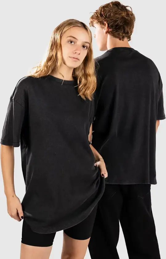 Washed Rib T-skjorte svart