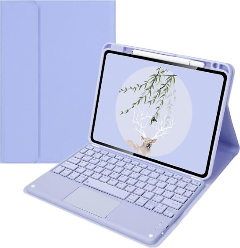 Berøringsplate tastaturdeksel for Ipad Pro 11 2021/2020, lilla avtakbart trådløst Bluetooth-tastatur med berøringsplate, smart silikon.