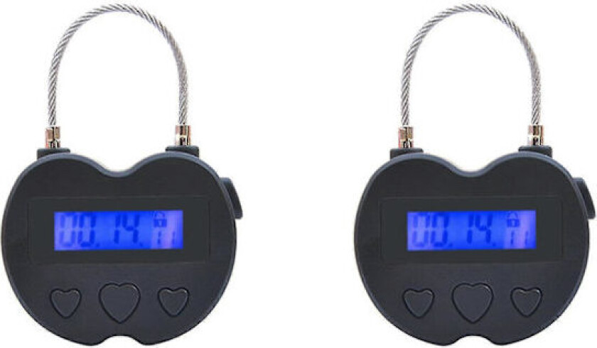 2x Smart Tidslås LCD-Skjerm Tidslås USB Oppladbar Midlertidig Timer Hengelås Reise Elektronisk