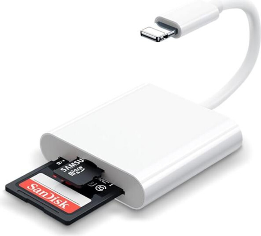 SD-kortleser for iPhone/iPad, til SD-kort, minnekortadapter, kamerakortleseradapter, visnings-SD-kortadapterkonverter for iPhone Plug and Play