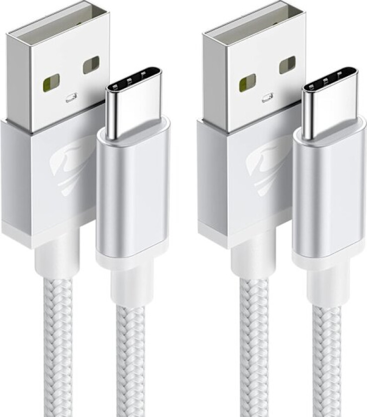 (2 stk) Ladekabel for Samsung Galaxy S25 S24 S22 S23 S9 S10 S20 S21 og iPhone 15 / 16 Pro Plus Max - 1M- Ladd-XM4