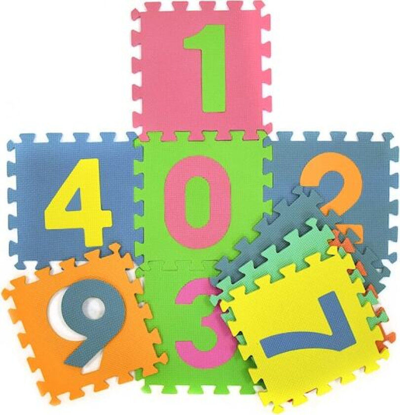 Lekematte med tall, 9 puslespillbrikker, 30x30 cm