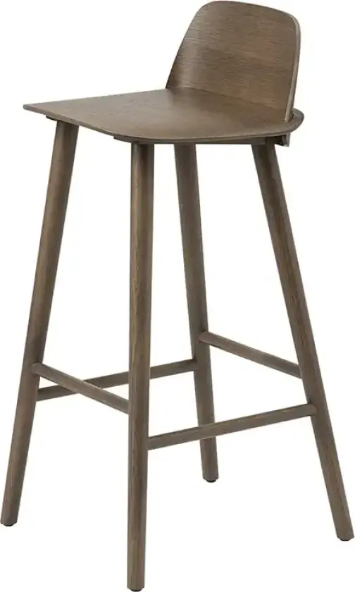 Nerd barstol 75 cm - med fotstøtte i metall - Stained Dark Brown