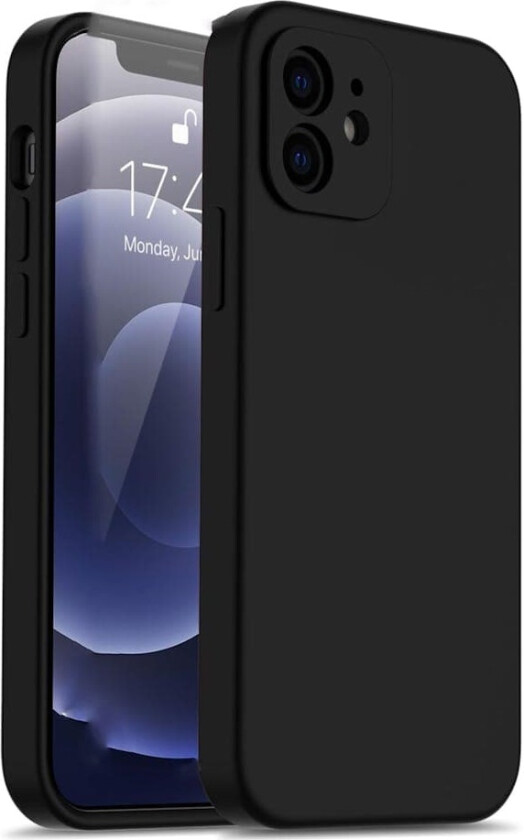 iPhone 12 Matt Svart Deksel - Ekstra Kamerabeskytter