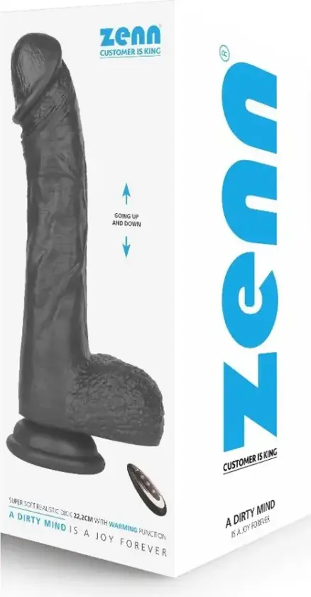 Super Soft Thrusting/Warming Dildo Black 22,2 cm