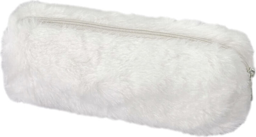 Plysj pennal, fluffy pennal for jenter, myk pennal, plysj fuzzy pennal, fluffy sminkepung, søt pennal (hvit)