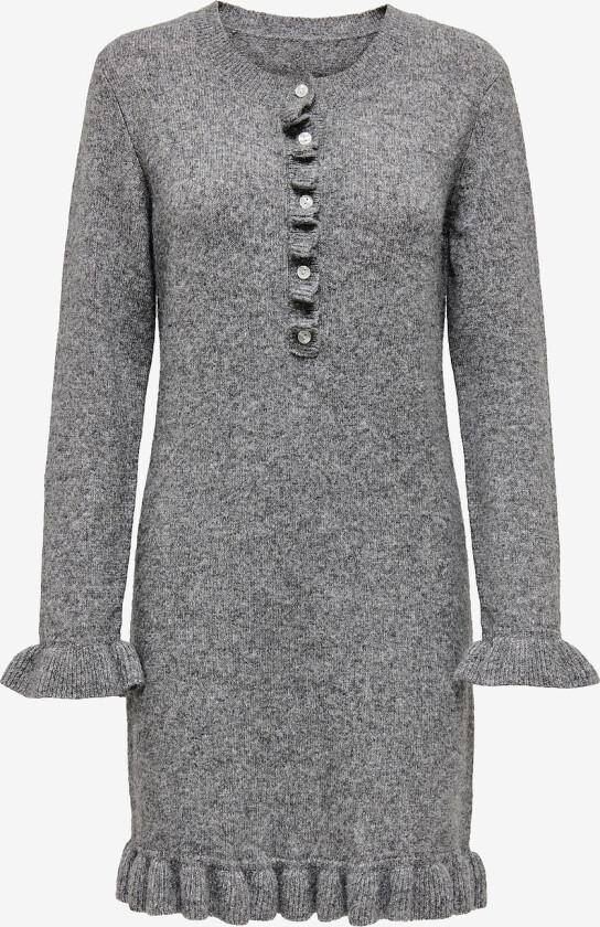 Kjole onlMera Life LS Frill Dress EX Knt - Grå
