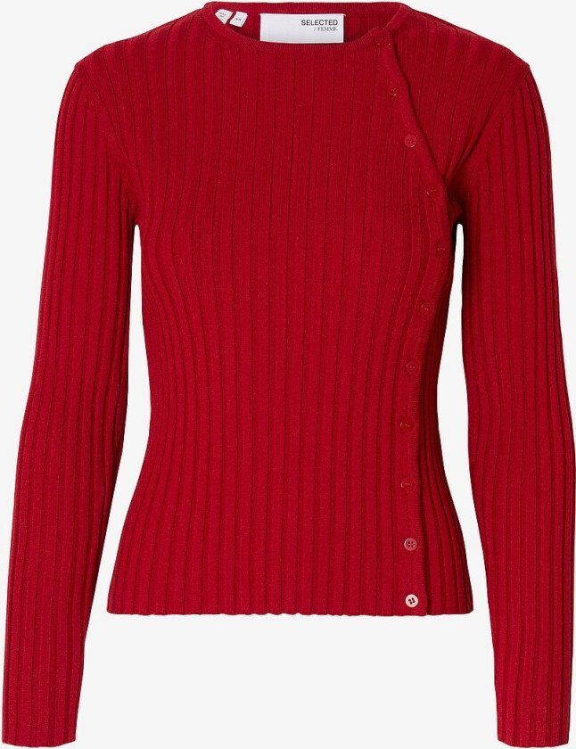 Kardigan slfHelen LS Knit Button O-neck Top - Rød