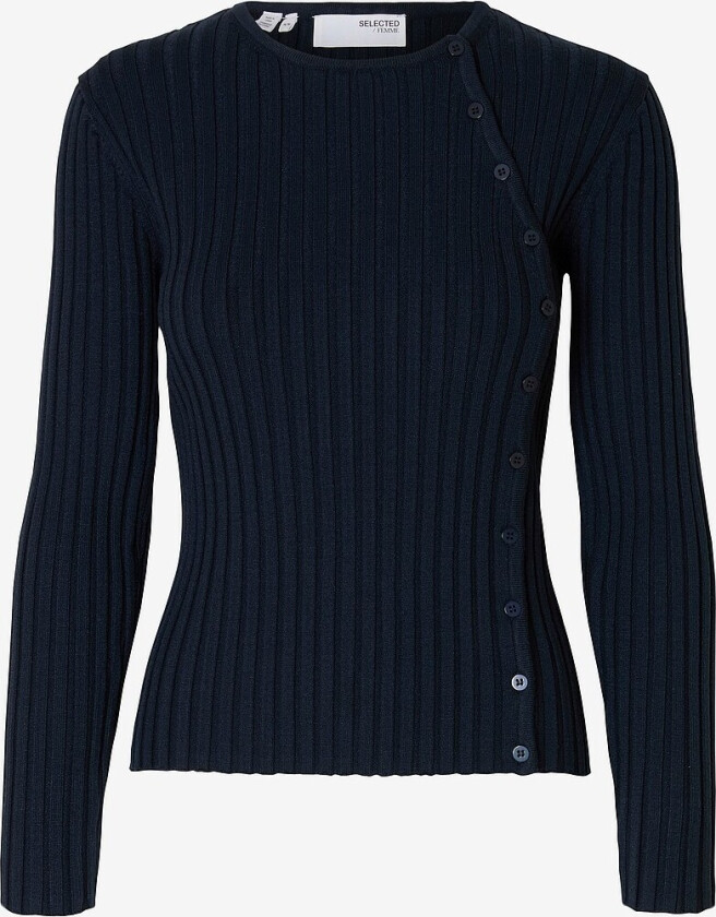 Kardigan slfHelen LS Knit Button O-neck Top - Blå