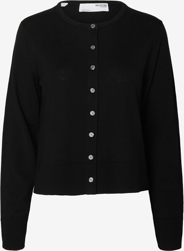 Kofte slfThea LS Knit Merino - Svart