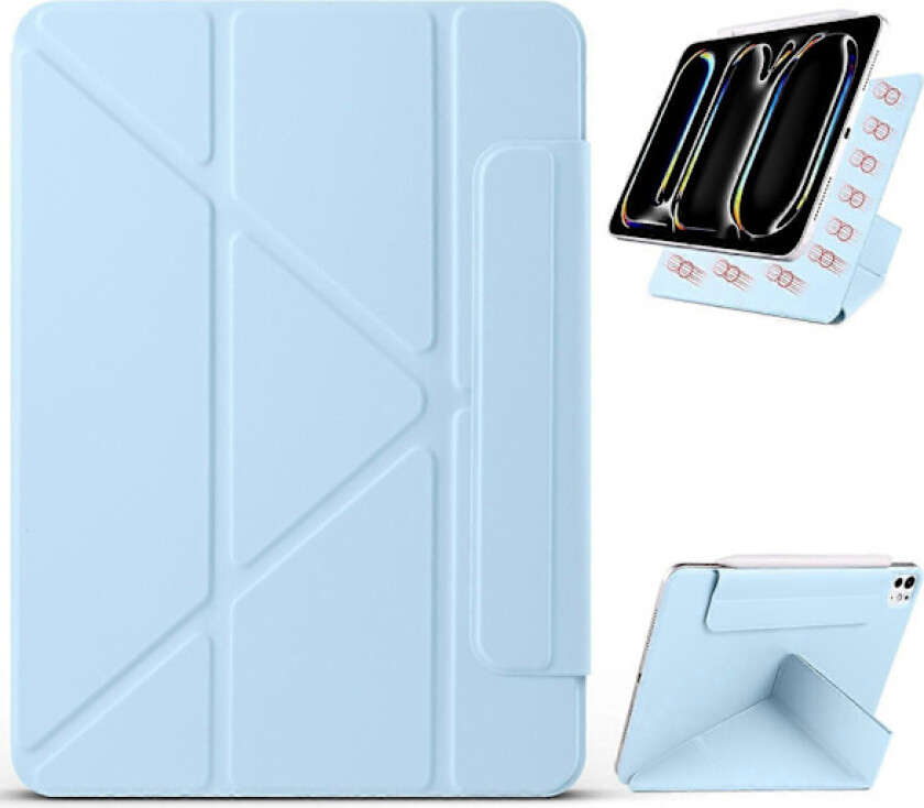 Etui til iPad Pro 13 (2024) PC+PU Lær Origami Stativ Magnetisk Nettbrettdeksel - Babyblå