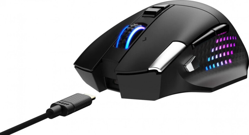 Versa Pro W Trådløs Gamingmus – 450mAh, 26 000 DPI, RGB, 2,4 GHz, Bluetooth, 13 knapper – Sort
