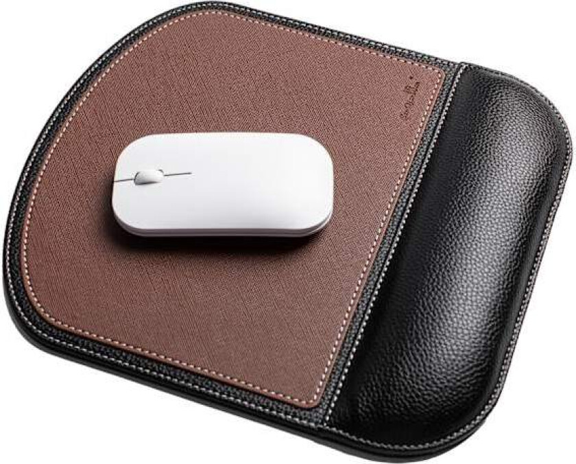 Kontorlær musematte i skinn med håndleddstøtte og sklisikker design, forretningsstil PU high-end gaming musematte, egnet for studenter, arbeidere, datamaskiner 250*230*20(mm)