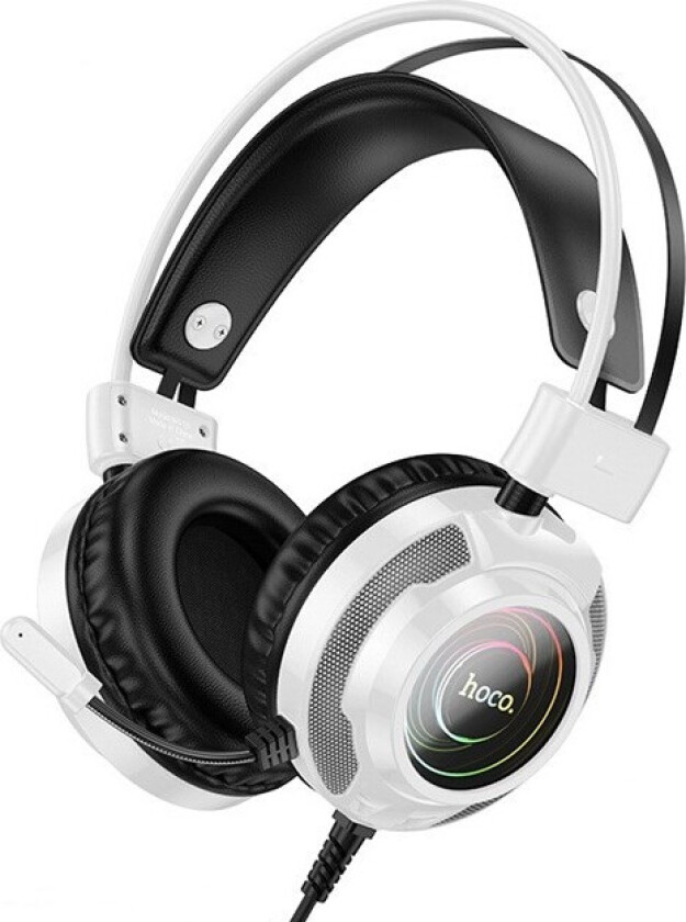 Hoco W110 Gaming Headset - 3.5mm Minijack, RGB Lys - Hvit