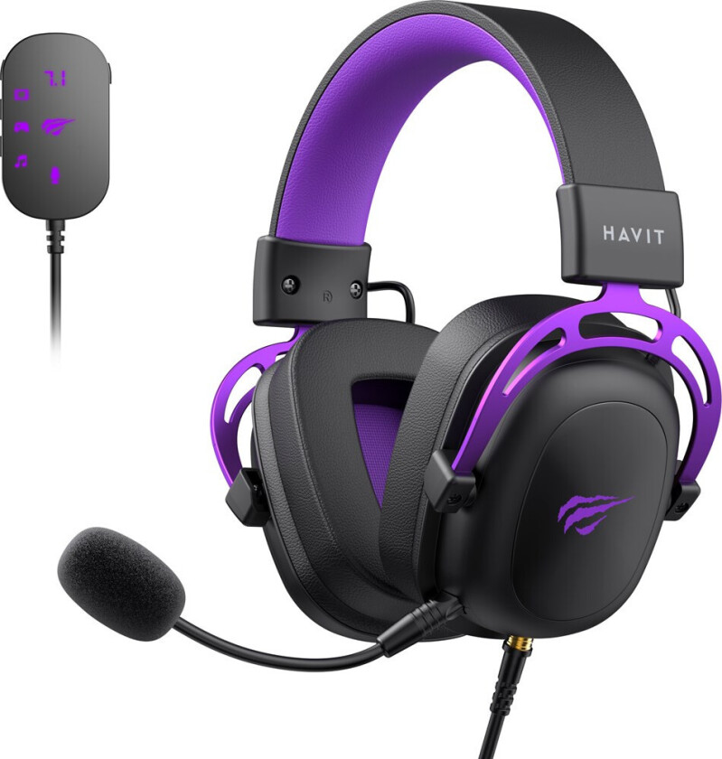 H2002C Gaming Headset med Mikrofon - Sort/Lilla