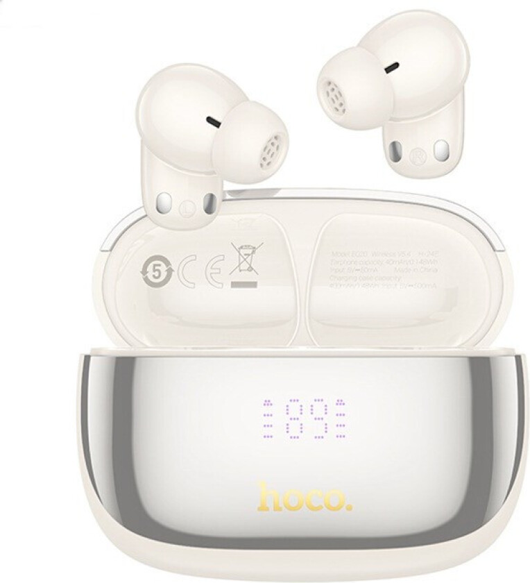 Hoco EQ20 Earbuds - ANC, 6 Timer, USB-C - Hvit