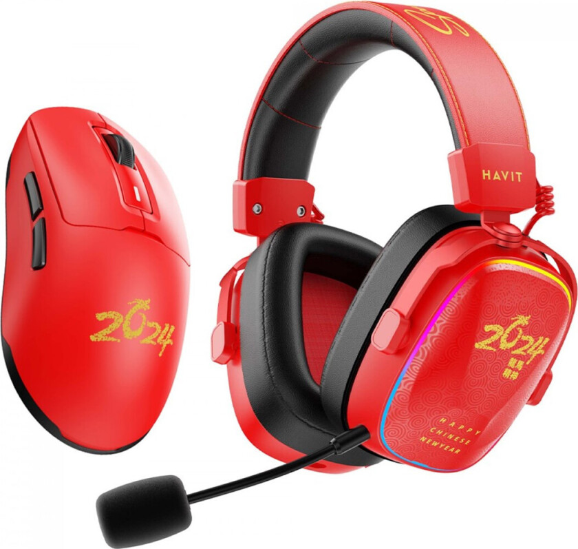 H2039BG Gaming Headset (Limited Edition) - RGB Lys - Sort/Rød