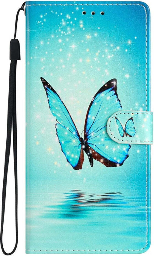 iPhone 17 Air Kunstskinn Flip Deksel m. Lommebok & Stropp - Sommerfugl