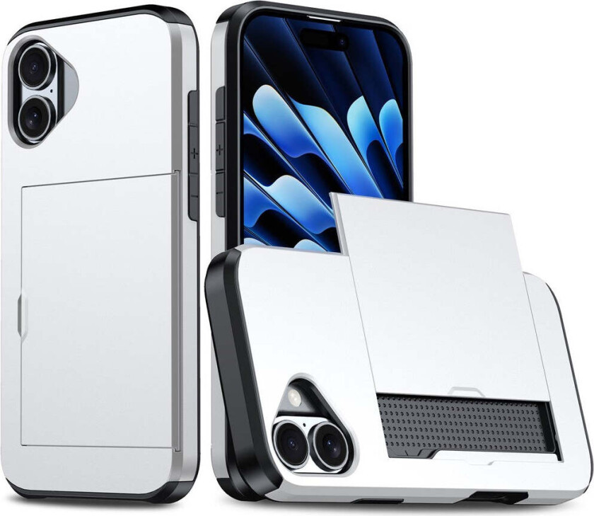 iPhone 17 Hybrid Deksel med Kortholder – Sølv