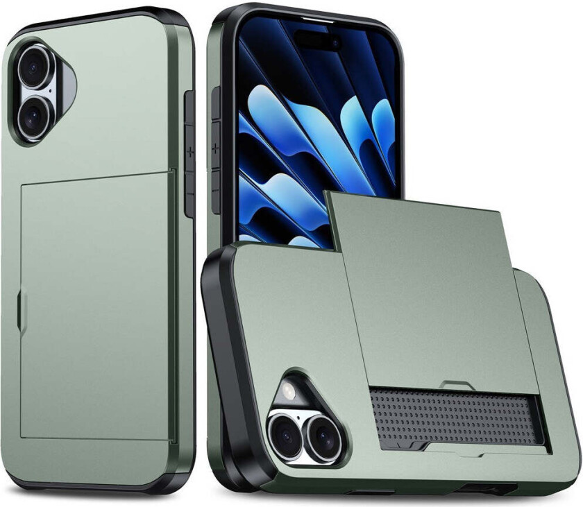 iPhone 17 Hybrid Deksel med Kortholder – Grønn