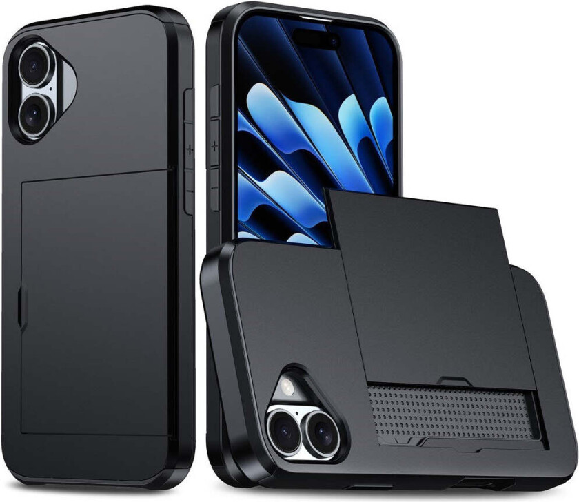 iPhone 17 Hybrid Deksel med Kortholder – Svart