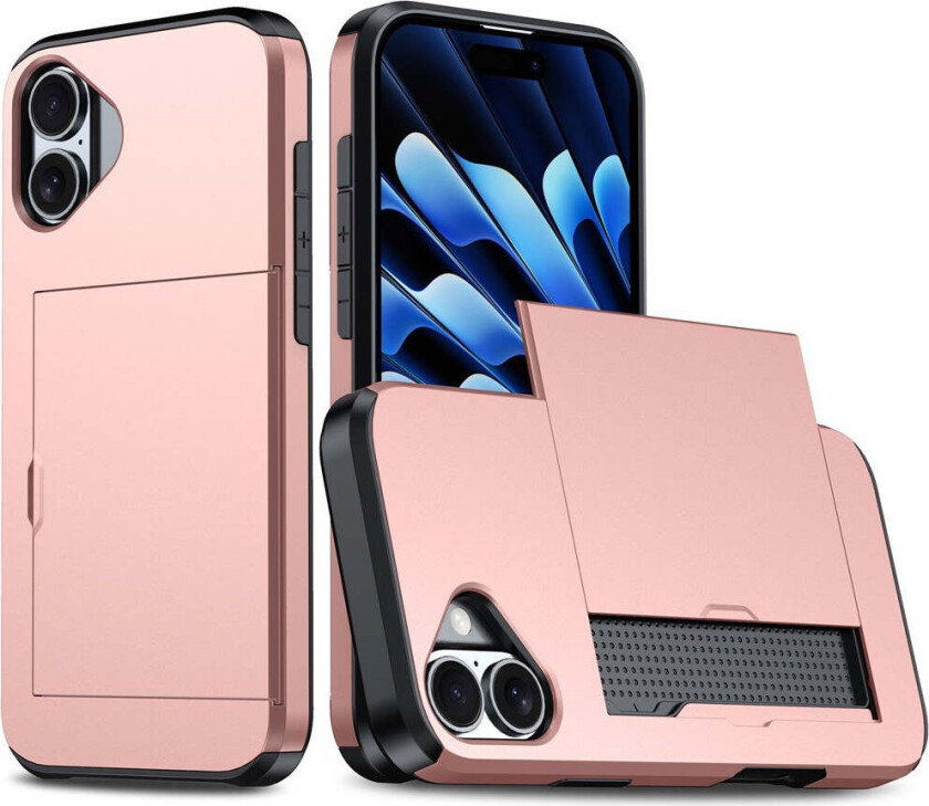 iPhone 17 Hybrid Deksel med Kortholder – Rose Gold
