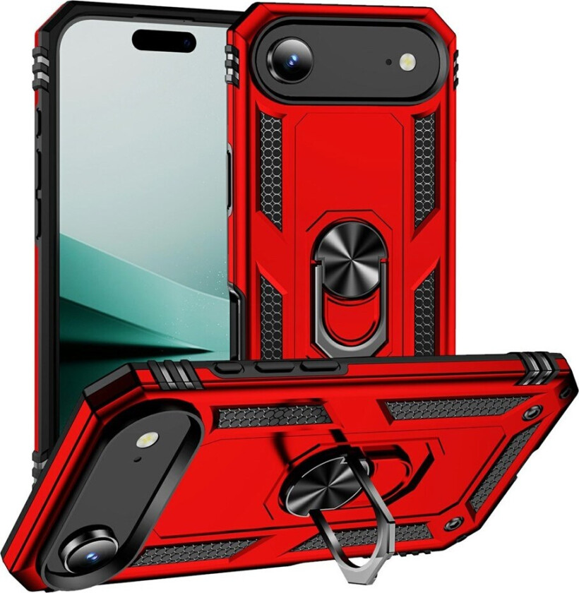 iPhone 17 Air Hybrid Håndverker Deksel m. Kickstand - Rød