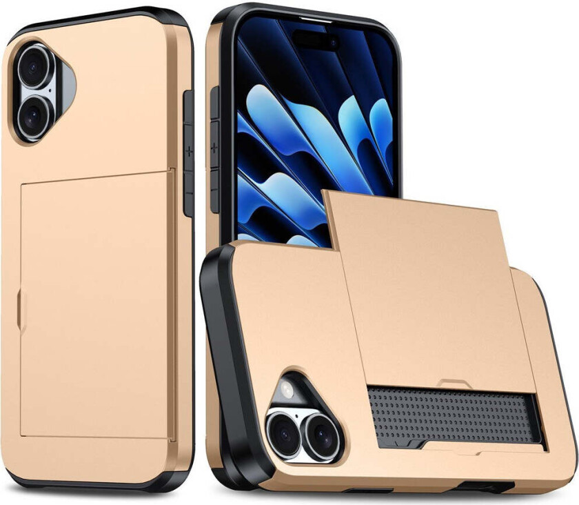 iPhone 17 Hybrid Deksel med Kortholder – Gull