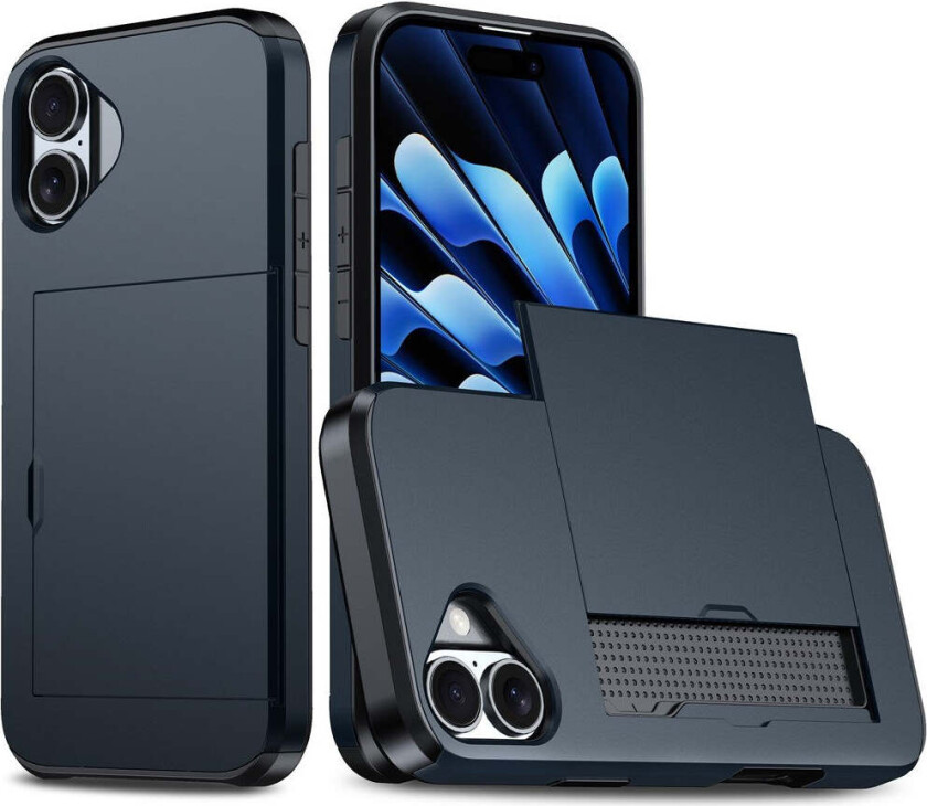 iPhone 17 Hybrid Deksel med Kortholder – Mørkeblå