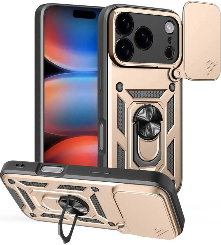 iPhone 17 Pro Hybrid Håndverker Deksel m. Kickstand & Cam Slider - Gull