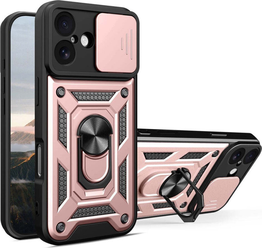 iPhone 17 Hybrid Håndverker Deksel m. Kickstand & Cam Slider - Rosegull