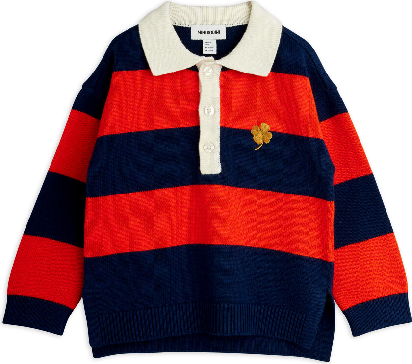 GOTS Clover Emb Strikket Rugbygenser Red 128/134 cm Rød 128/134 cm mann